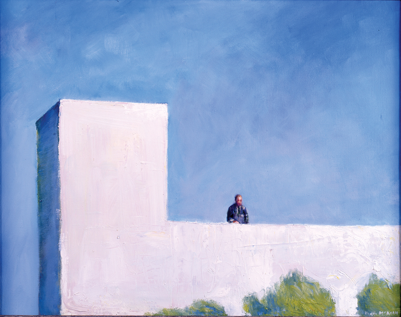 Man Looking Over Wall  (oil on canvas, date unknown)