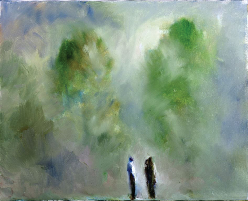 Two Figures in a Green Landscape (undated) by Hugh McKean is on display at Orlando City Hall.