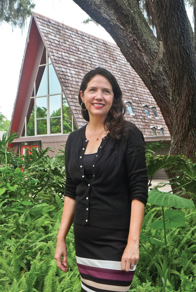 Architectural historian Chris French and her husband, Scot, found an appropriately quirky A-frame house from the ’50s when they moved to Maitland in 2011.